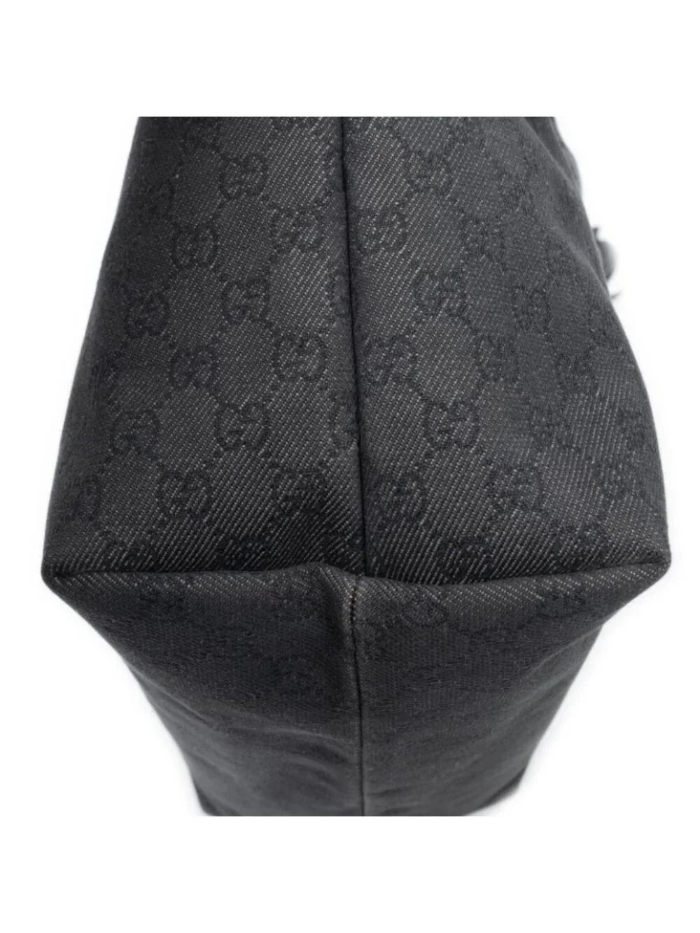 Gucci Bamboo Tassel Shopping Tote Black GG Denim Canvas
